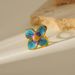 Women’s Jewelry Set Fashion Blue And Purple Oil Drop Flower Ring Personality Fashion All Match Gold Plated Stainless Steel Ring_ipsvogv.com