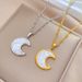 【 Full body titanium steel 】 Shell Moon temperament personality extremely simple Wind furnace real gold necklace female_ipsvogv.com