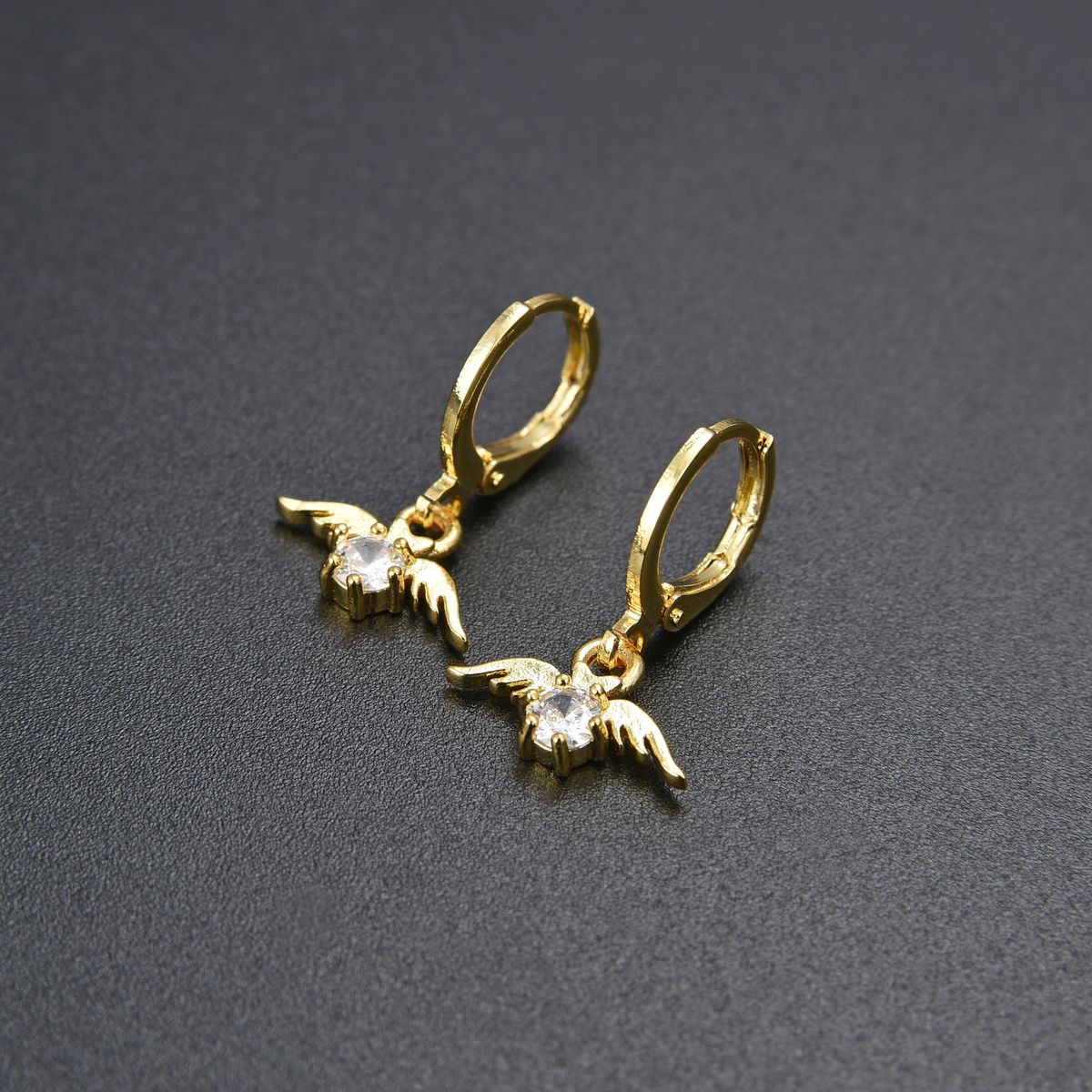Women’s Jewelry Set Fashion Popular Diamond Angel Wings Earrings For Women Sweet Romantic Ins Style Zircon CZ Gold And Silver_ipsvogv.com