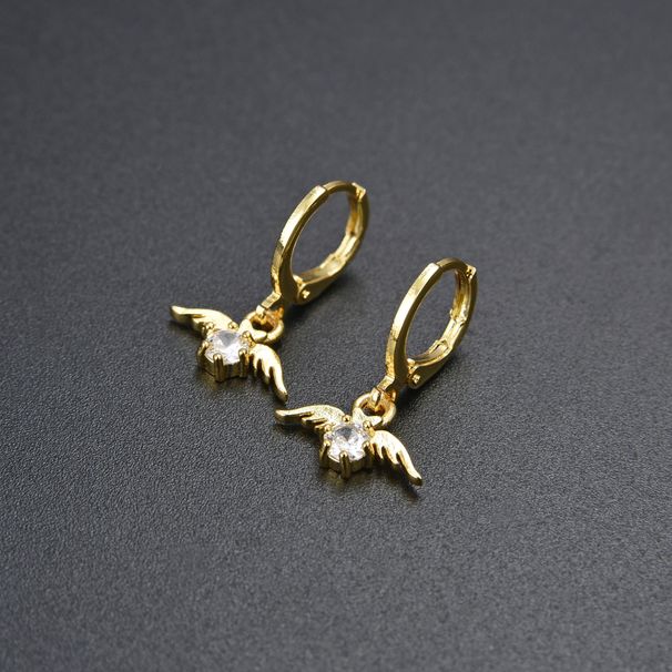 Women’s Jewelry Set Fashion Popular Diamond Angel Wings Earrings For Women Sweet Romantic Ins Style Zircon CZ Gold And Silver_ipsvogv.com