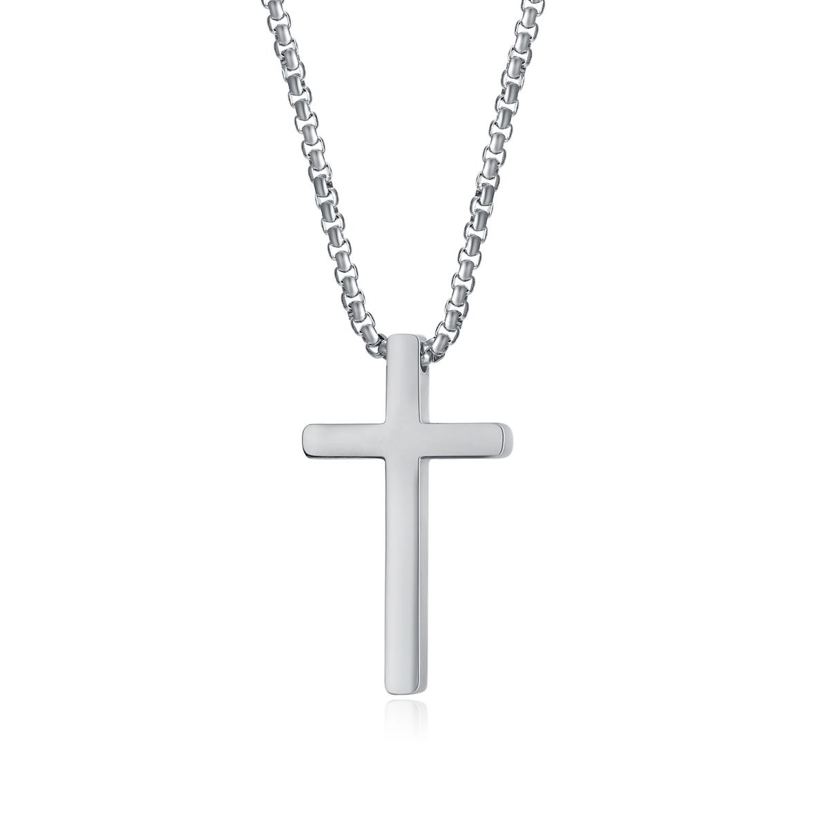 Men's Jewelry Simple Personality Smooth Stainless Steel Cross Accessories Hip Hop Men's Necklace Fashion_ipsvogv.com