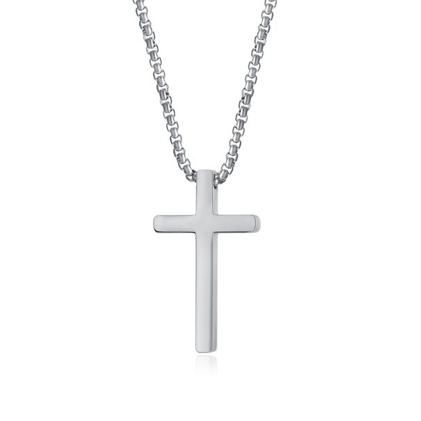 Men's Jewelry Simple Personality Smooth Stainless Steel Cross Accessories Hip Hop Men's Necklace Fashion_ipsvogv.com