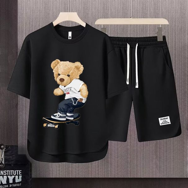 Men's Clothing 2024 Waffle Casual Summer Suit Men's Loose Teen Short sleeved T shirt Shorts Handsome Two piece Suit_ipsvogv.com