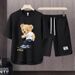Men's Clothing 2024 Waffle Casual Summer Suit Men's Loose Teen Short sleeved T shirt Shorts Handsome Two piece Suit_ipsvogv.com