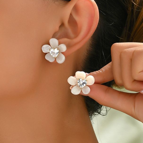 Simple fresh Japanese Korean style women's with a niche and high-end feel, flower design, diamond inlaid series_ipsvogv.com