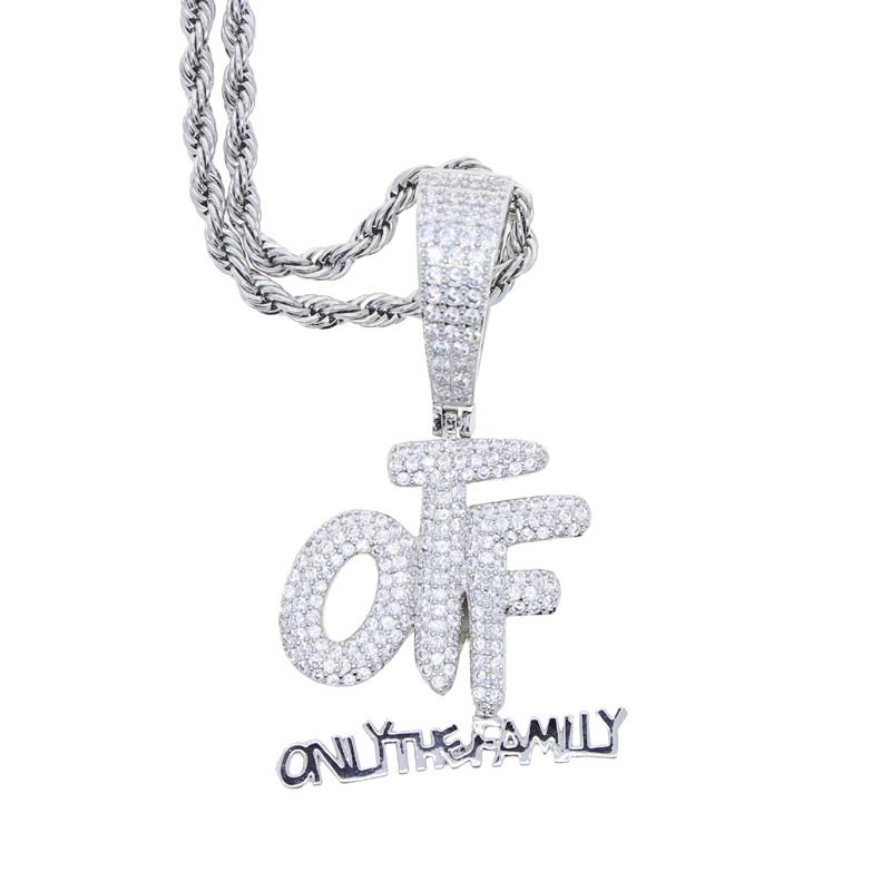Men's Jewelry Hip Hop Letter Pendant OTF CZ Stone Gold Silver Chain Necklace Trendy Urban Streetwear Accessory Jewelry_ipsvogv.com