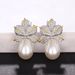 Cao Shi' Leaf Pearl Are Parkling And Inlaid With Zircon Earring. Women' Light Luxury Tyle Elegant_ipsvogv.com