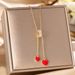 Live Streaming Hot Selling Titanium Steel Necklace For Women's Doubles, Heart-shaped Mother Of Pearl Tassel Pendant,_ipsvogv.com
