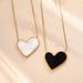 Korean Version Titanium Steel Necklace, Women's Black And White Mother Of Pearl, Big Heart-shaped Temperament Pendant,_ipsvogv.com