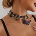 Gothic PU necklace exaggerated butterfly pendant necklace sweet and cool hot girl y2k heavy industry necklace_ipsvogv.com