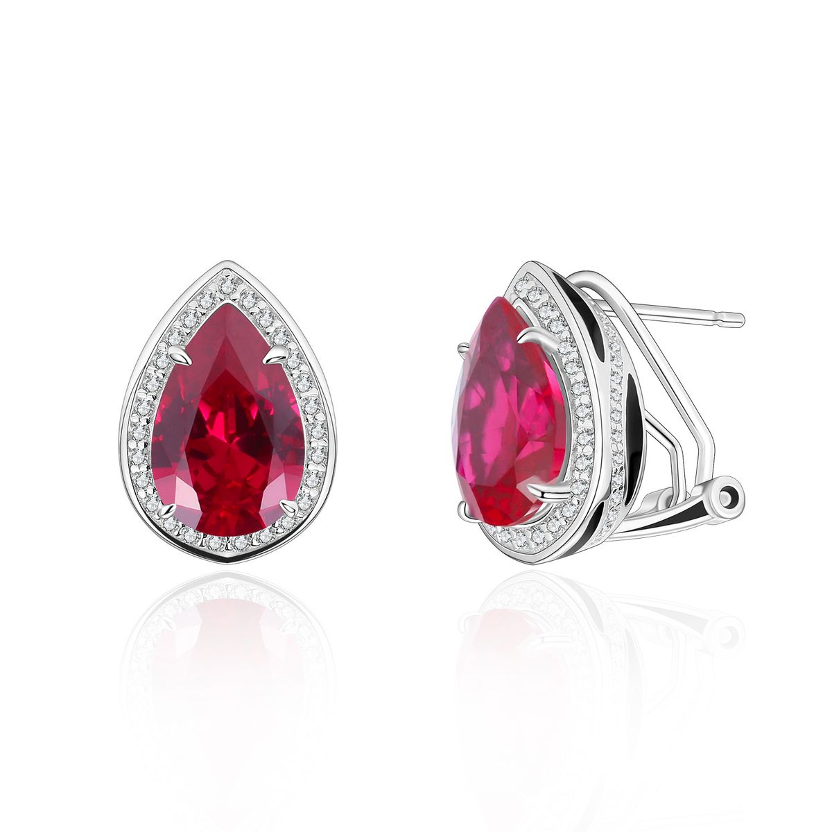 Light Luxury Exquisite Pear Shaped Teardrop Shaped Crystal Earrings Sterling Silver Inlaid Red And Blue Sapphire Earrings Spring And Summer New_ipsvogv.com