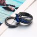 Fashion black gold ring, blue square zircon micro inlaid black gold plated double layer ring_ipsvogv.com