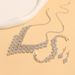 Fashionable Rhombus Three-Layer V Water Drill Necklace And Earrings Bridal Jewelry Set_ipsvogv.com