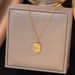 Stainless Diamond Studded Eight Pointed Star Square Pendant With Titanium Steel Vacuum Electroplated Gold Color_ipsvogv.com