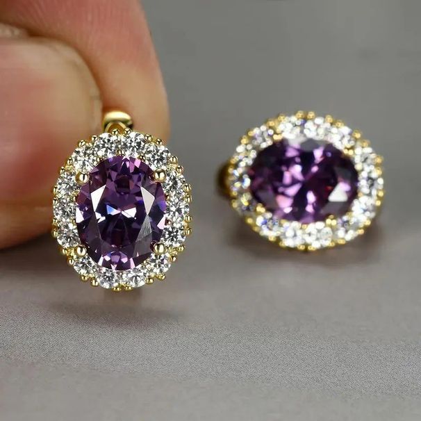 Cao Shi's Exquisite Multi-color Oval Ear Buckle With French Design, Court Style Earrings, Fashionable And Versatile_ipsvogv.com