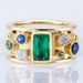 Cao Shi's Creative New Geometric Pattern Women's Gold Set With Green Zircon Ring Accessories_ipsvogv.com