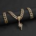 Hip Hop Full Diamond Lightning Alloy Pendant, Personalized Cuban Chain Nec, Men's Collarbone Chain, Fashionable_ipsvogv.com