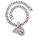 Hip hop trendsetter pink lip pendant sexy temperament alloy full diamond lips Cuban chain necklace_ipsvogv.com