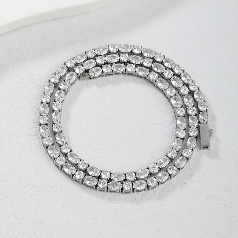 Modern Style Oval And Round Necklace Hip-Hop Tennis Chain_ipsvogv.com