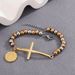 Stainless Steel Round Bead For Men And Women Cross Pendant Bracelet_ipsvogv.com