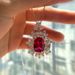Cao Shi Imitates Red Zircon Floral Pendant, Women's Necklace, Fashionable Box Chain_ipsvogv.com