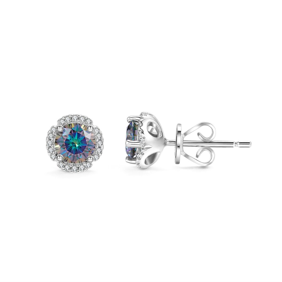 New Flower 0.5ct Colored Moissanite Earrings With Certificate Red Champagne S925 Sterling Silver Gold Plated Earrings_ipsvogv.com