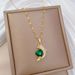 】 Green 【 Love Dolphin Light Luxury Charm Gorgeous Full Diamond Necklace Women's Versatile Clavicle Titanium Steel Chain 【 】_ipsvogv.com