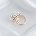 fashion Ring, Three Pearl Metal Base Rings, French Creative Ring Trend Joint Ring_ipsvogv.com