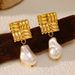 Women’s Jewelry Set Fashion INS Niche Design Style Titanium Steel Earrings Stainless Steel Plated Gold Pearl Pendant Irregular Earrings For Women_ipsvogv.com
