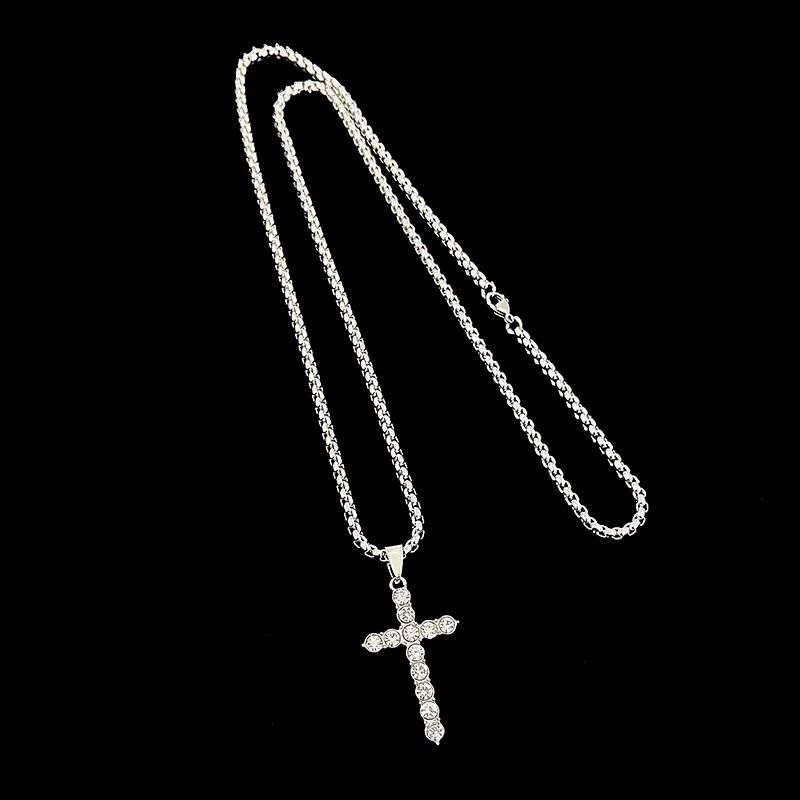 Ma Siwei's Same Full Diamond Cross Titanium Steel Necklace For Men's Personalized Design Jewelry_ipsvogv.com