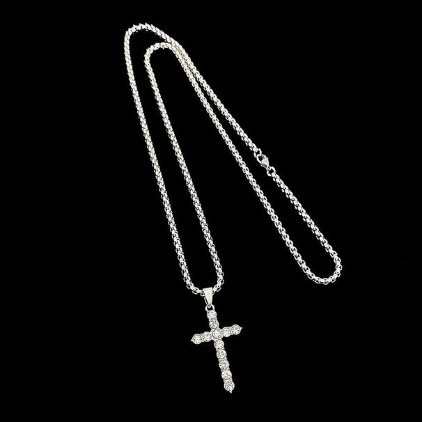 Ma Siwei's Same Full Diamond Cross Titanium Steel Necklace For Men's Personalized Design Jewelry_ipsvogv.com