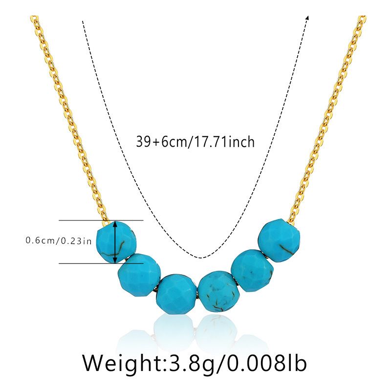 Turquoise series necklace handmade bracelet beads niche clavicle chain plated K real gold chain color preserving necklace_ipsvogv.com