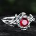Yiwu Sanjie's New RING Alloy Inlaid With Red Zircon Ring, Creative Rose Women's Diamond Ring_ipsvogv.com