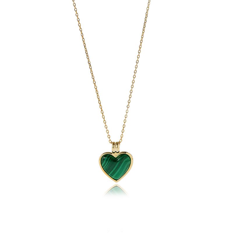 Women's Jewelry Natural Malachite Love Pendant Necklace Light Luxury High End Design Fashion Temperament Clavicle Chain_ipsvogv.com