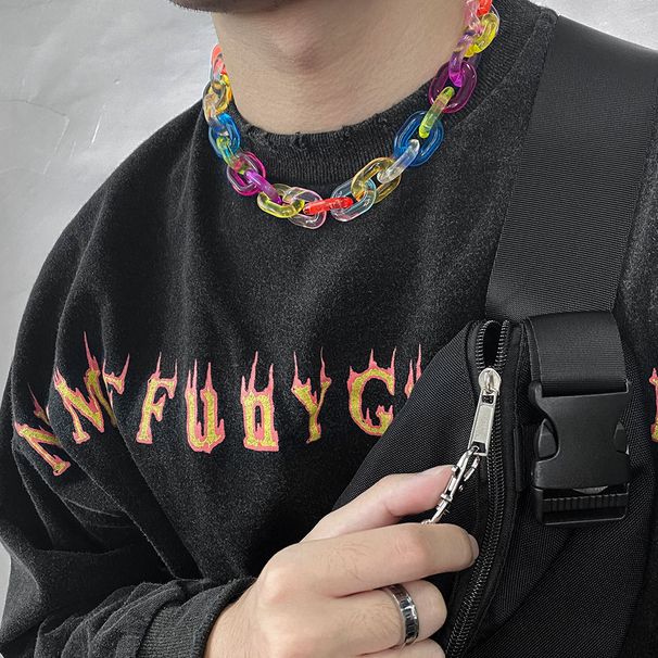 Instagram Hyun Yafeng Rainbow Transparent Acrylic Candy Personality Cold Internet Red Simple Men's and Women's Bounce_ipsvogv.com