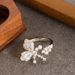 Fashionable And Simple Diamond Inlaid Pearl Butterfly For Women, Not Fading, Niche, Adjustable Opening Index Finger Ring_ipsvogv.com