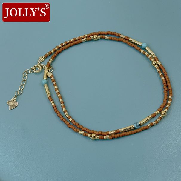 Pure Silver Colored Stone Beaded Women's Coffee Pipe Necklace 2024 New Blue Turquoise With Golden Beads And Bamboo Joint_ipsvogv.com