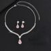 Three-Piece Combination Diamond-Studded Water Drop Bracelet Necklace Earrings Set Fashion Bridal Wedding Jewelry_ipsvogv.com