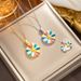 Popular Titanium Steel Enamel Colorful Daisy Jewelry With A Sense Of Niche Design Necklace_ipsvogv.com