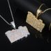 Men's Hip Hop Money Letter Pendant Necklace With Zircon, 60cm Cuban Chain In Silver, Rose Gold & Gold Inlaid Zircon Trendy Men's Jewelry_ipsvogv.com