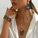 Minimalist personalized women's necklace bracelet set, fresh and sweet flower earrings design, multi-layered wristband_ipsvogv.com