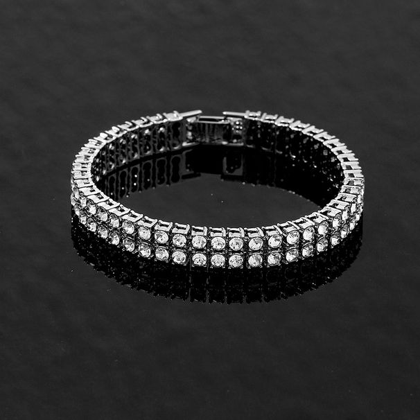 Hip Hop Double Row 9MM Tennis Chain Fashionable Simple Men's And Women's Necklace Accessories Rap Street Dance Same_ipsvogv.com