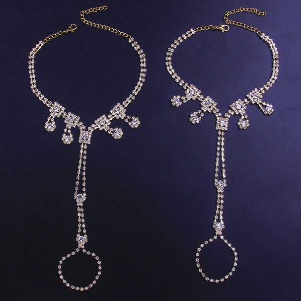 Double-layer Ankle Anklet Beautiful Flash Drill Water Drop Beach Anklet Alloy Rhinestone Anklet_ipsvogv.com
