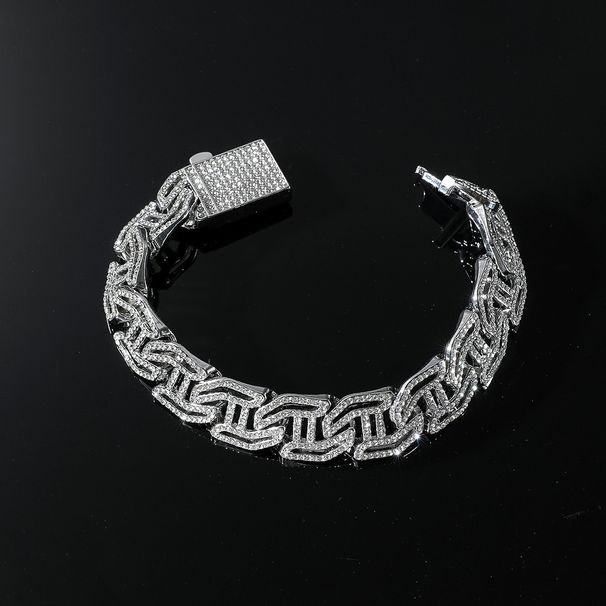 Hip hop trendsetter H-letter hollowed out Cuban with diamond inlaid bracelet for men and women hiphop necklace_ipsvogv.com