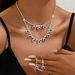 New Fashion Personality Flower Inlaid Multi-layer Necklace And Earring Set Bridal Wedding Dress Banquet Accessories_ipsvogv.com