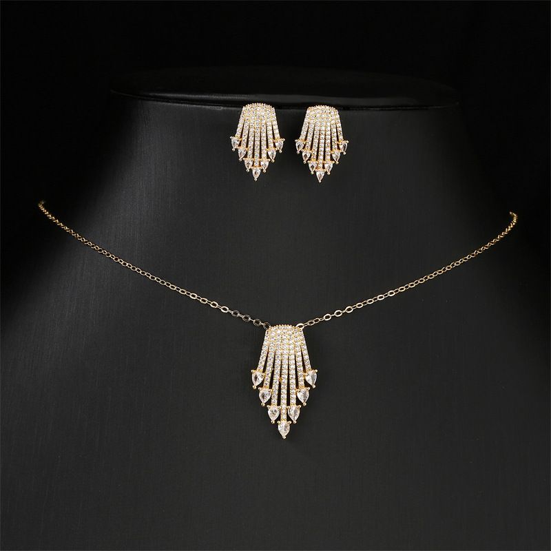RAKOL Design Tassel Necklace, Hao Shi Collarbone Chain Earrings, French High-end Feeling, Ins Style Two-piece Set_ipsvogv.com