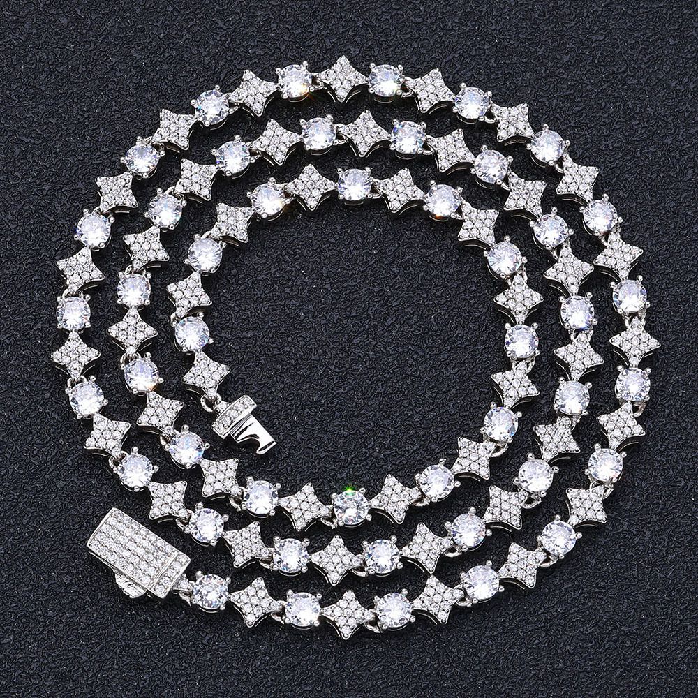 New Jewelry 6mm Cross Star Zircon Tennis Chain Hip-Hop Men's Personality Necklace_ipsvogv.com