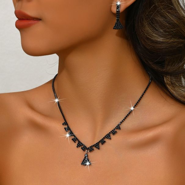 Women’s Jewelry Set Fashion New Claw Chain Rhinestone Zircon Teardrop Shaped Set Necklace New Niche All Match_ipsvogv.com