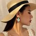 Water Droplet Shaped Micro Inlaid Turquoise Pleated With Simple Geometric Texture Earrings_ipsvogv.com