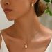 New ocean style women's necklace jewelry set with personalized conch inlaid pearl design earrings and collarbone chain_ipsvogv.com